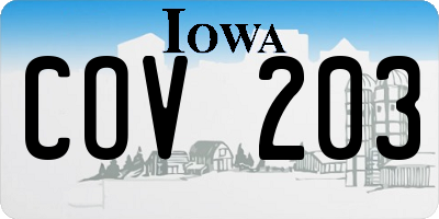 IA license plate COV203