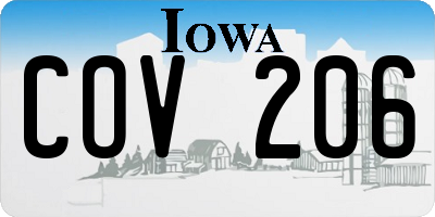 IA license plate COV206
