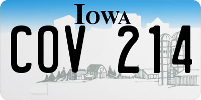 IA license plate COV214