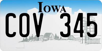 IA license plate COV345