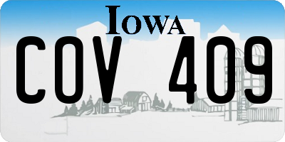 IA license plate COV409
