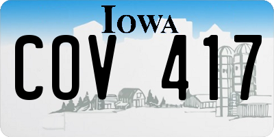 IA license plate COV417