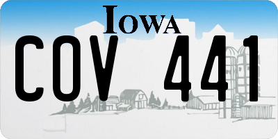IA license plate COV441