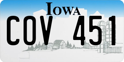 IA license plate COV451