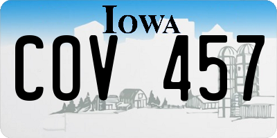 IA license plate COV457