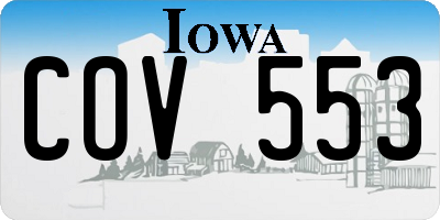 IA license plate COV553