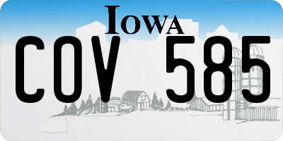 IA license plate COV585