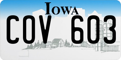 IA license plate COV603