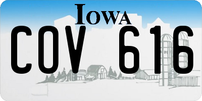 IA license plate COV616