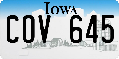 IA license plate COV645