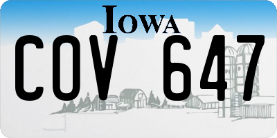 IA license plate COV647