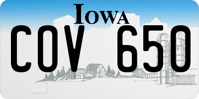 IA license plate COV650