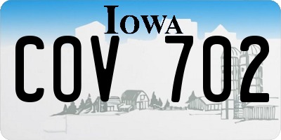 IA license plate COV702