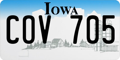 IA license plate COV705