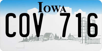 IA license plate COV716