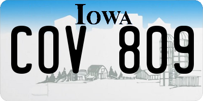 IA license plate COV809