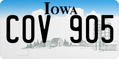 IA license plate COV905