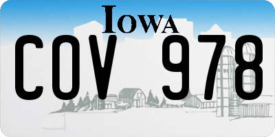 IA license plate COV978