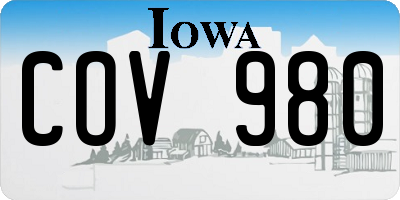 IA license plate COV980