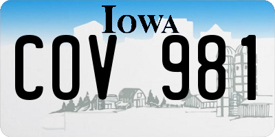 IA license plate COV981