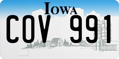 IA license plate COV991