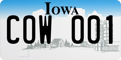 IA license plate COW001