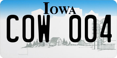 IA license plate COW004