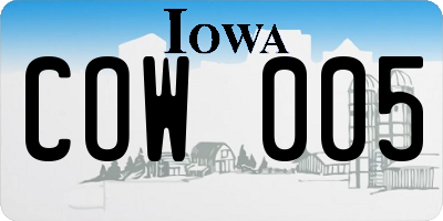 IA license plate COW005