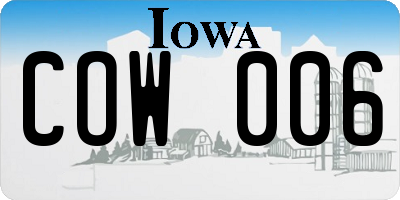 IA license plate COW006