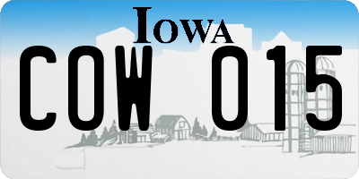 IA license plate COW015