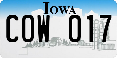 IA license plate COW017