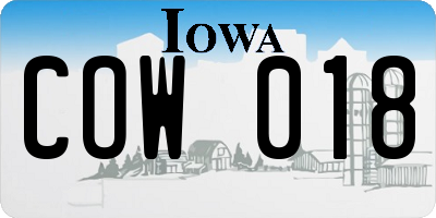 IA license plate COW018