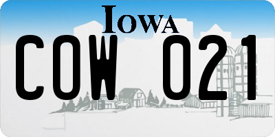 IA license plate COW021