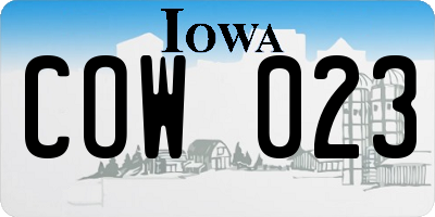 IA license plate COW023