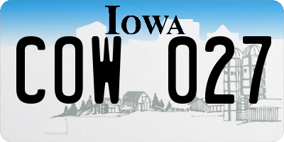 IA license plate COW027