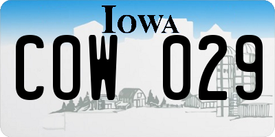 IA license plate COW029