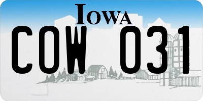 IA license plate COW031
