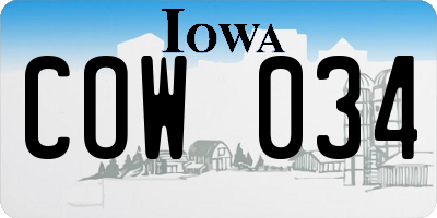 IA license plate COW034