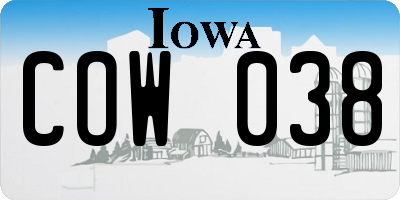IA license plate COW038