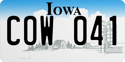 IA license plate COW041