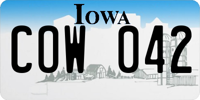 IA license plate COW042