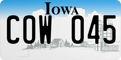 IA license plate COW045