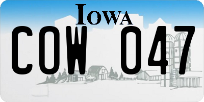 IA license plate COW047