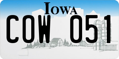 IA license plate COW051