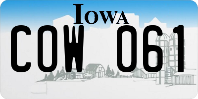 IA license plate COW061