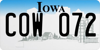 IA license plate COW072