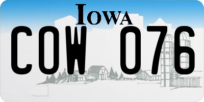 IA license plate COW076