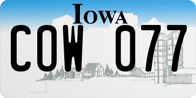 IA license plate COW077