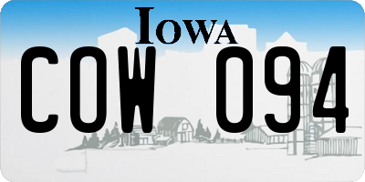 IA license plate COW094