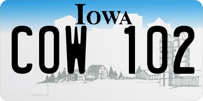 IA license plate COW102